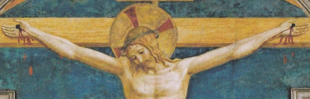 le Christ en Croix sourit à st Dominique, détail de Fra Angelico